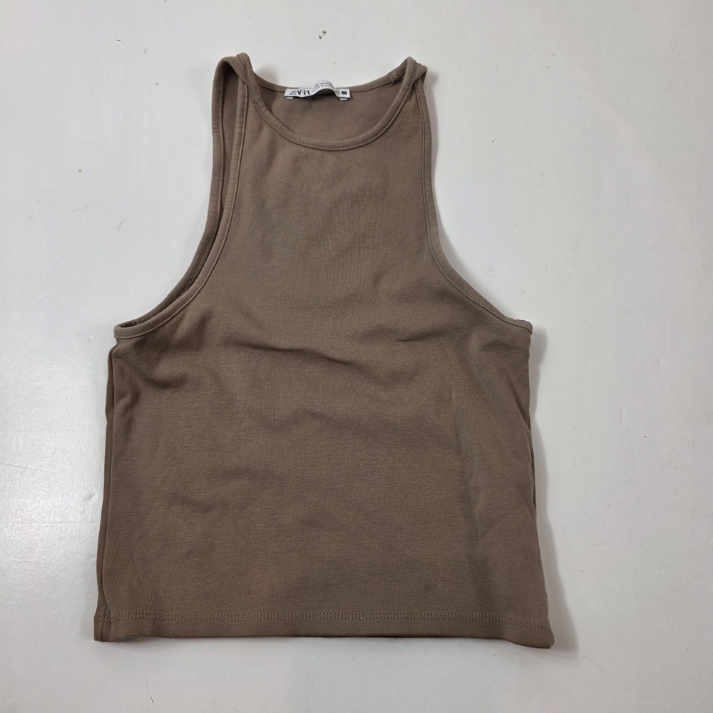 zara women's tank brown high neck xs